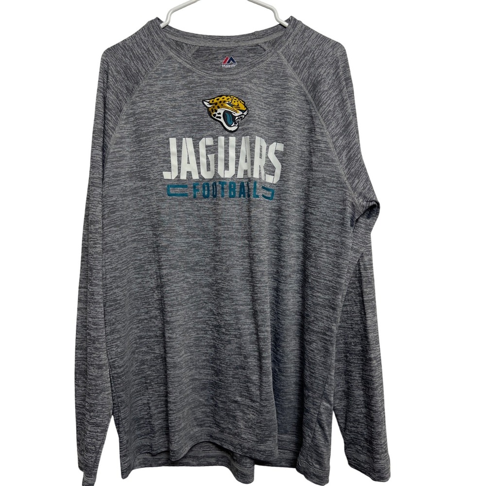 Majestic Jacksonville Jaguars Mens XL Grey Space Dye Long Sleeve Football Shirt